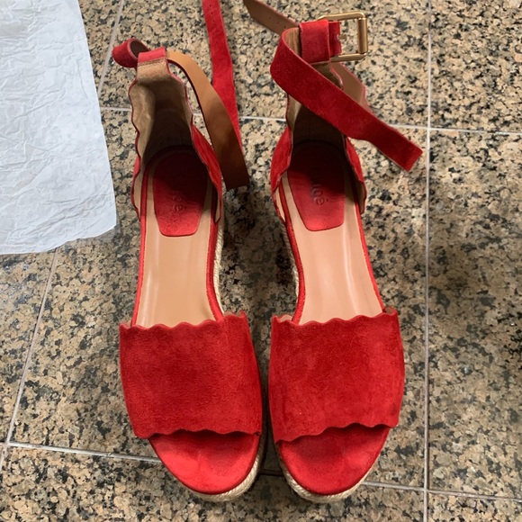 Chloe’ 🎡 Espadrilles Red flame suede - Picture 4 of 14